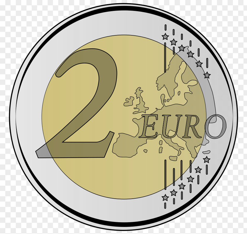 Euro 2 Coin Sign Coins Clip Art PNG