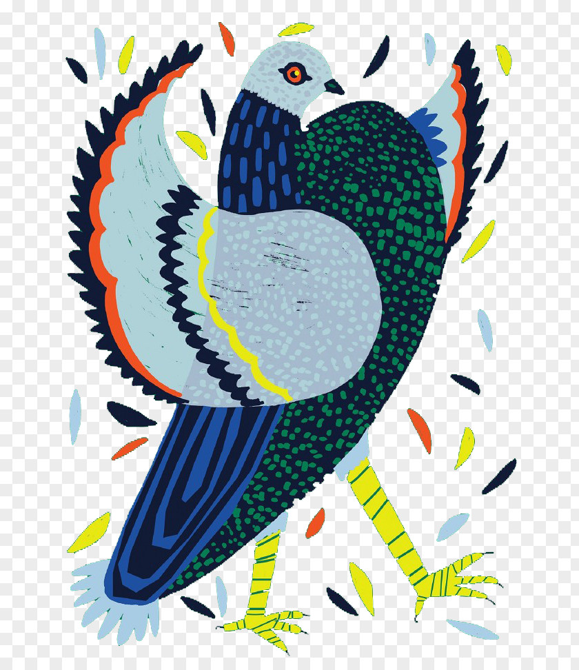 Cartoon Color Feathers Bird Beak Feather PNG