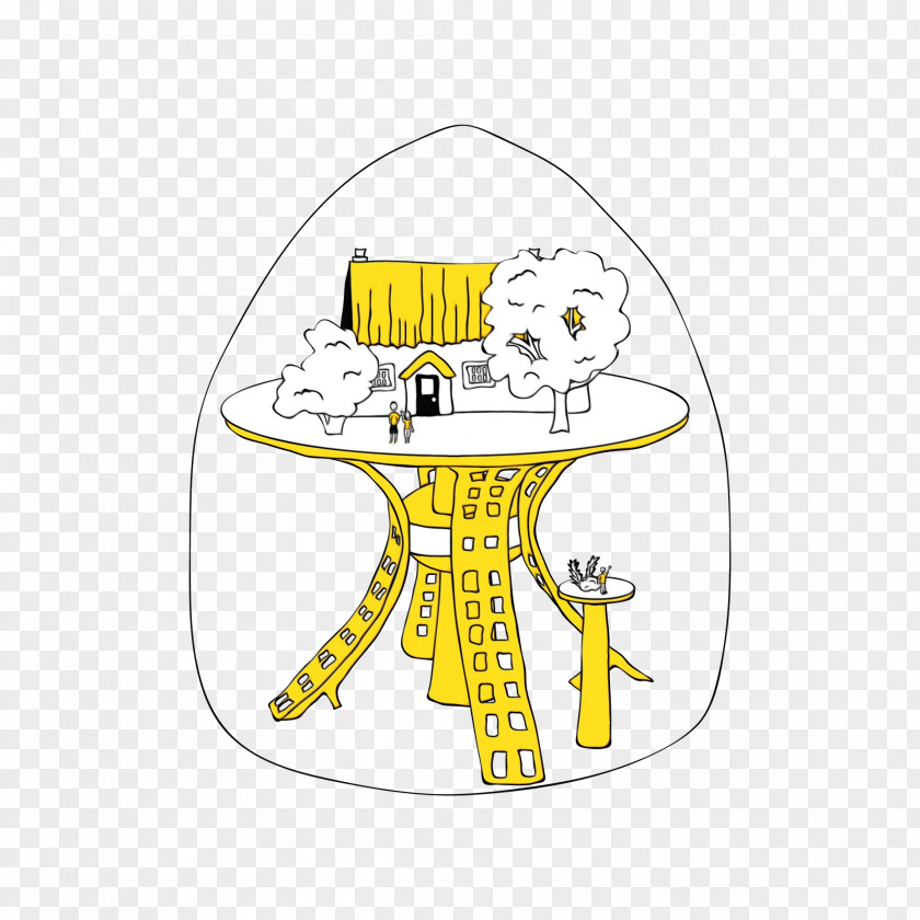 Furniture Line Art Yellow Background PNG