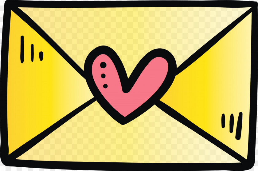 Yellow Line Heart Icon Rectangle PNG