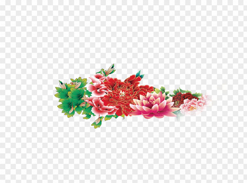 Peony Moutan Floral Emblem PNG