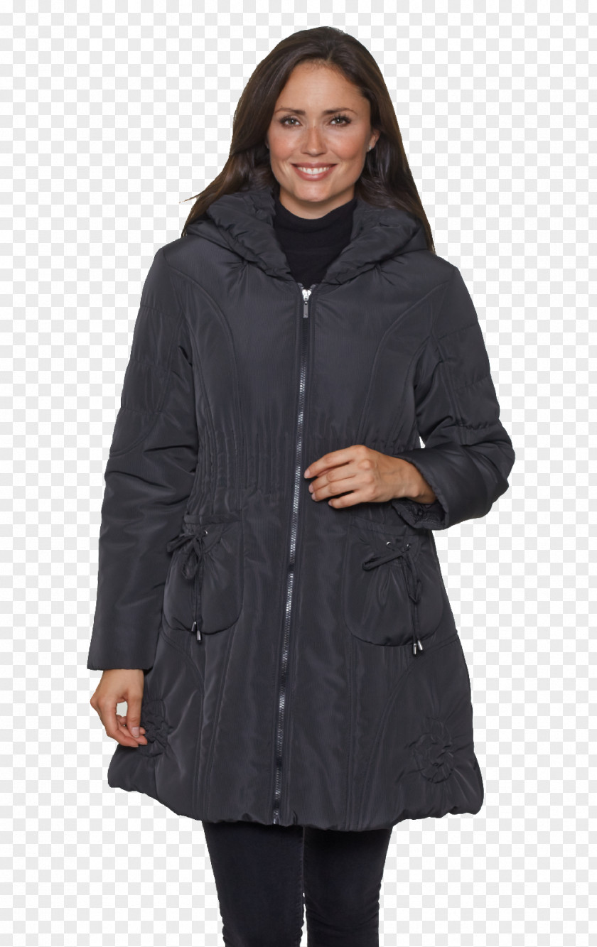Quilted Jacket With Hood Overcoat Black M PNG