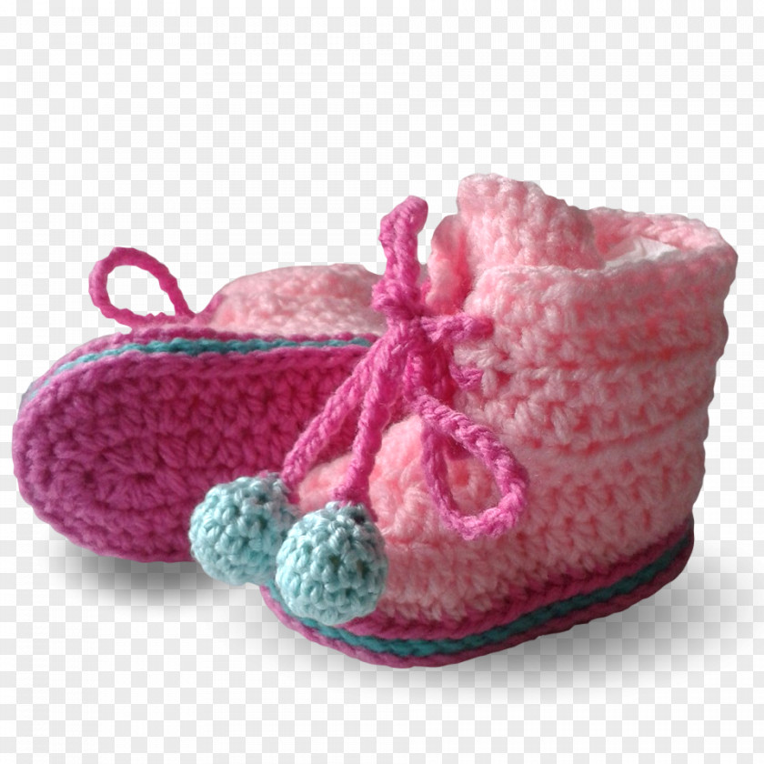 Crazy Pattern Slipper Crochet Wool Shoe Pink M PNG