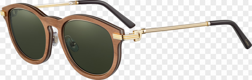 Cartier Wood Frames Sunglasses Gold & Eyewear PNG