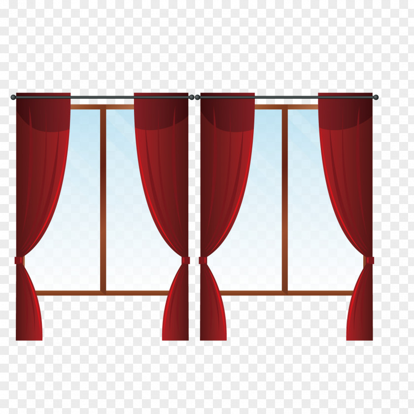 Vector Red Windows Window Table Furniture Illustration PNG
