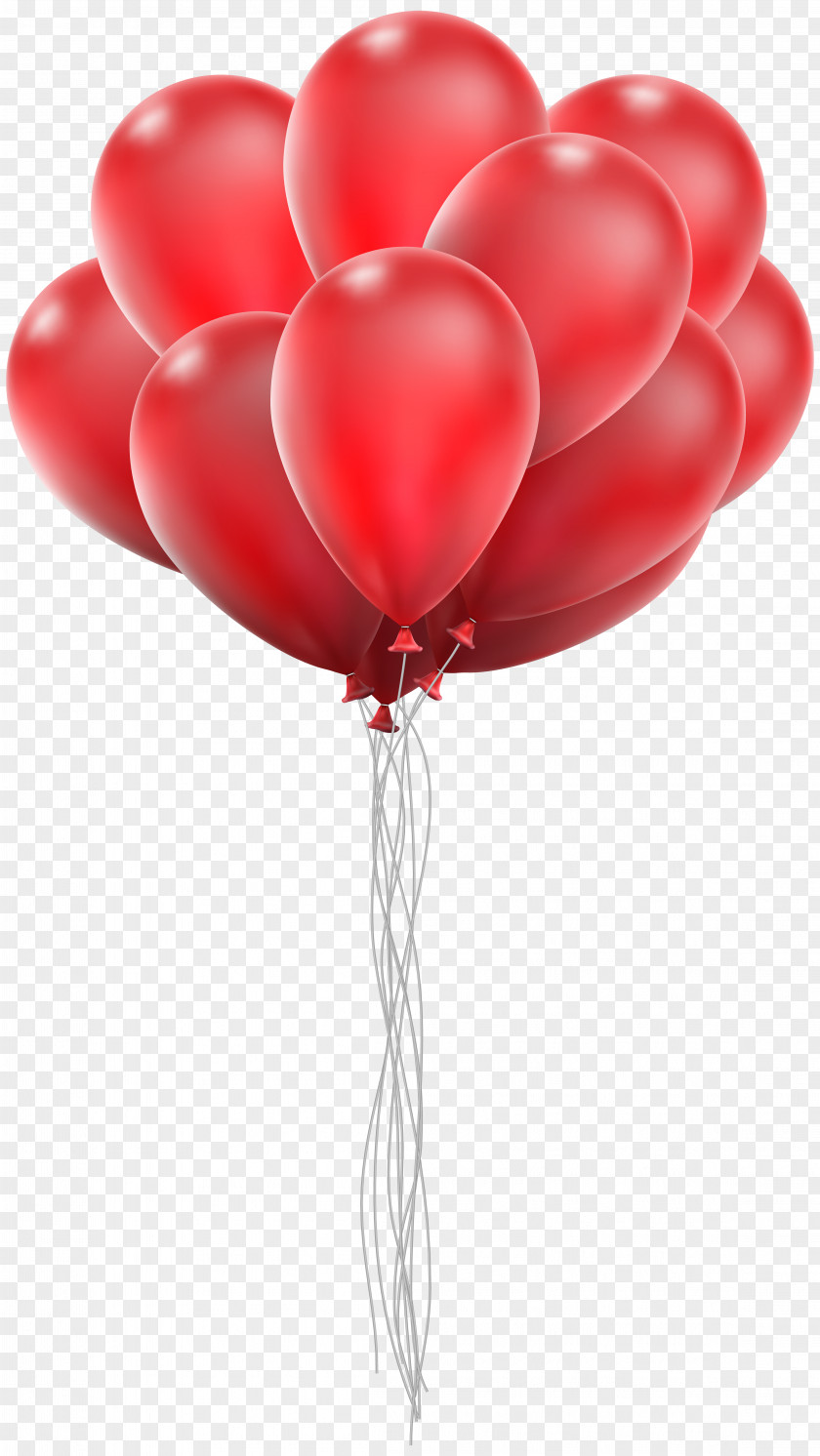 Balloon Bunch Clip Art Image Red Love Heart PNG