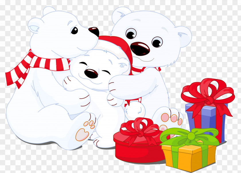 Transparent Polar Bears With Gifts Clipart Bear Christmas Clip Art PNG