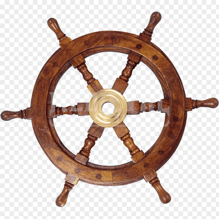 Wooden Boat Ship's Wheel Steering PNG