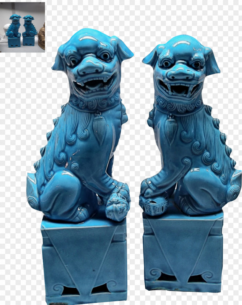 Chinese Dog Sculpture Figurine Turquoise PNG