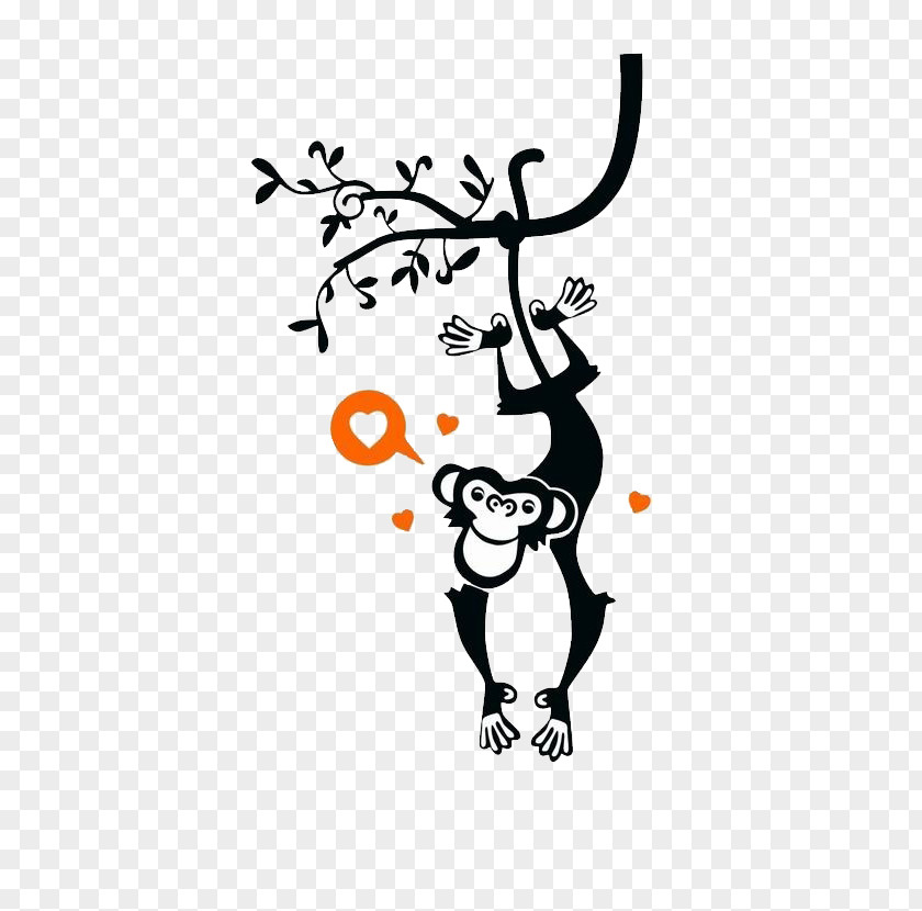 Monkey Hanging From A Tree Wall Decal Bedroom Child PNG