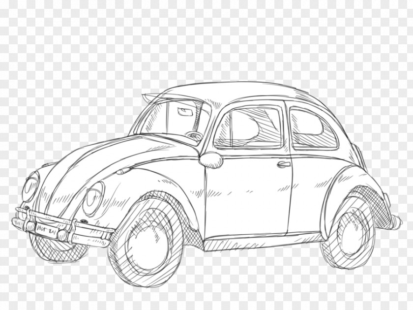 Car Volkswagen Beetle Vintage Automotive Design Sketch PNG