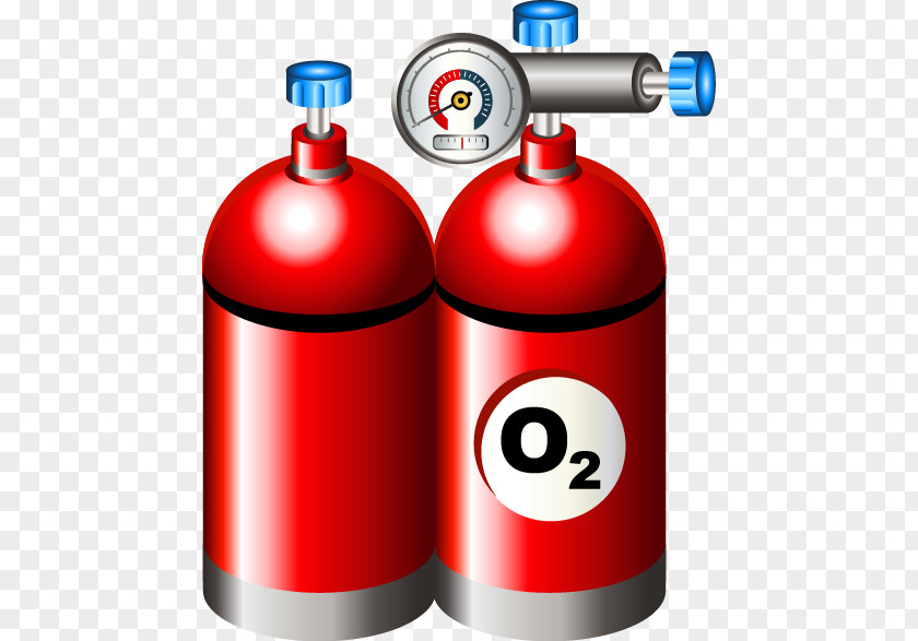 Hand-painted Red Fire Extinguisher Oxygen Tank Gas Cylinder PNG