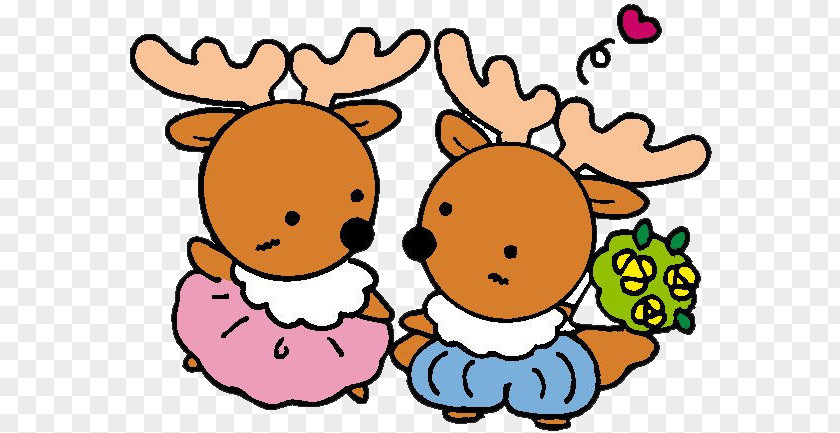 Cute Deer Siblings Cartoon Clip Art PNG