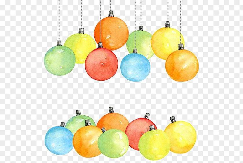 Watercolor Christmas Ball Ornament Painting Card Clip Art PNG