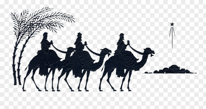 Silhouette Biblical Magi Christmas Day Image PNG