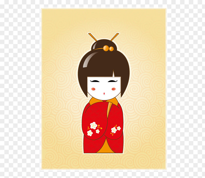 Kokeshi Geisha Clip Art PNG