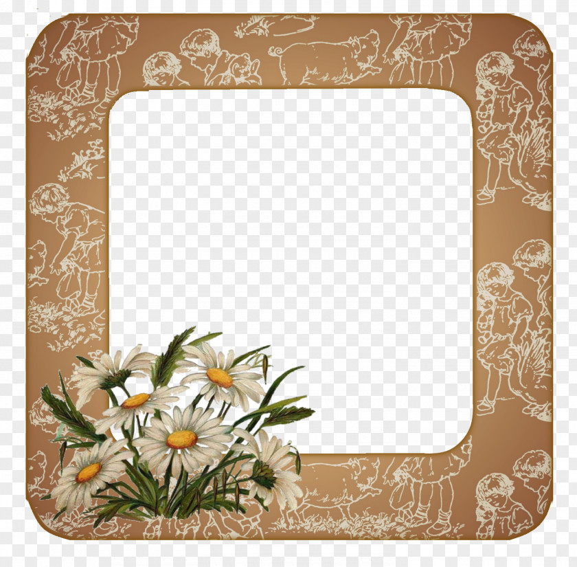 Design Floral Victorian Era Rectangle Common Daisy Picture Frames PNG