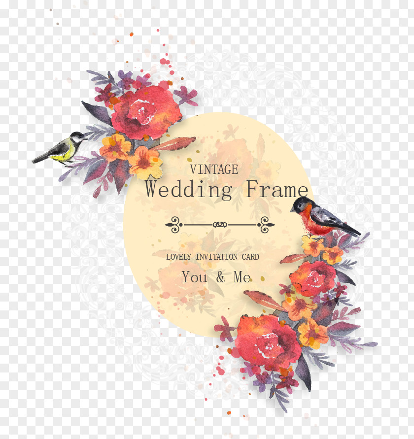 Vector Watercolor Flowers Wedding Invitation Poster Flower PNG