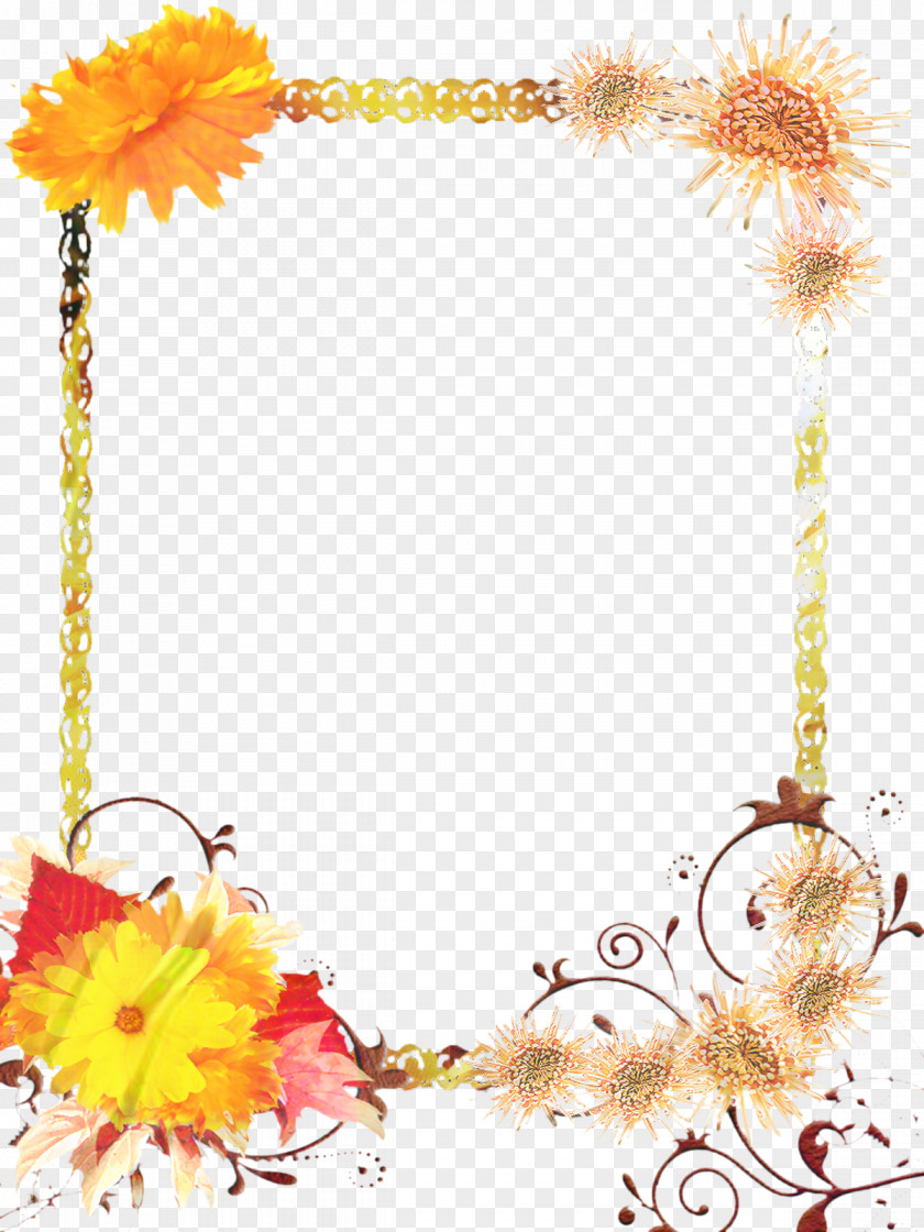 Picture Frame Yellow Floral Design PNG