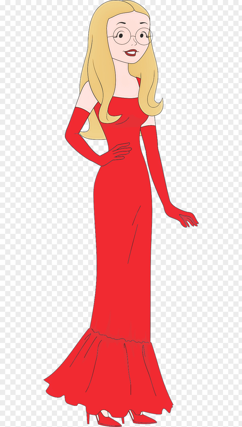 Red Standing Dress Gown Neck PNG