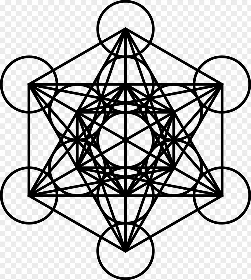 Sacred Geometry Metatron's Cube Overlapping Circles Grid PNG