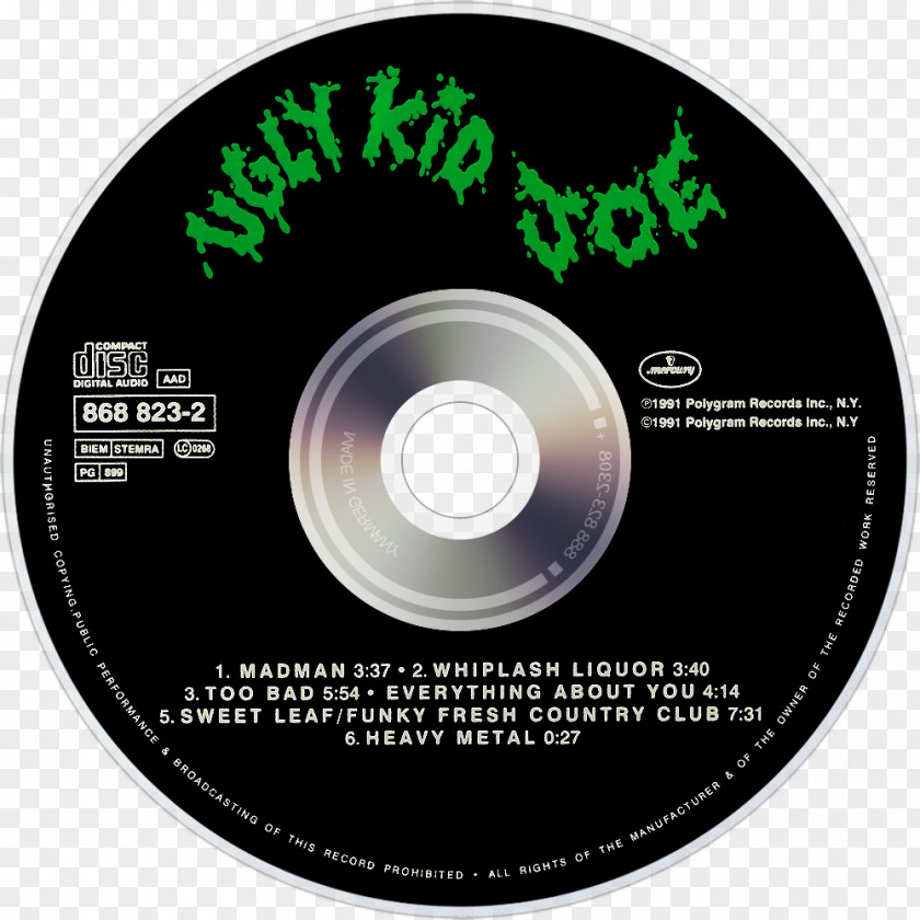 Ugly Kid Joe Compact Disc Music Album Menace To Sobriety PNG disc to Sobriety, Vitalogy clipart PNG
