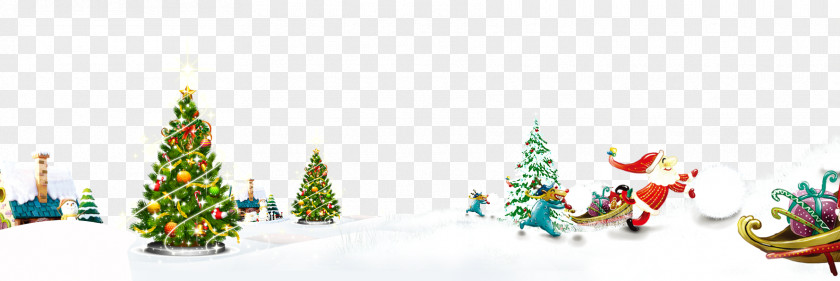 Christmas Tree Background Material On The Snow Santa Claus Decoration Reindeer PNG