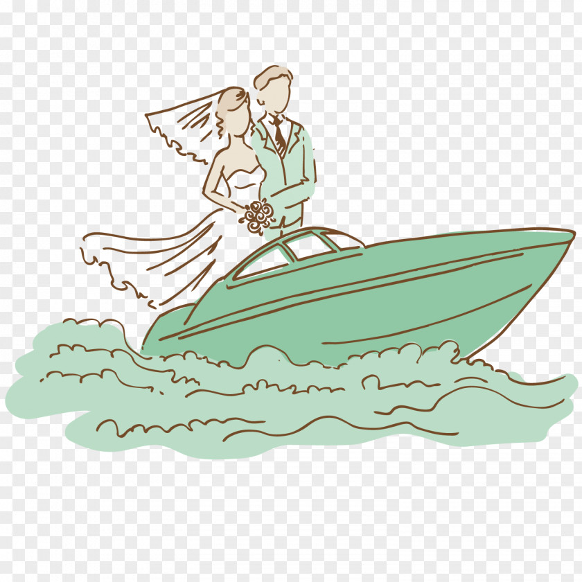 Driving A Yacht Couple Label Clip Art PNG