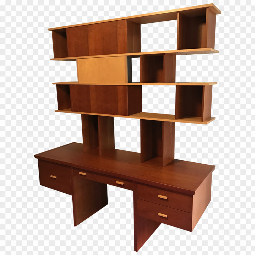Angle Shelf Bookcase Desk Drawer PNG