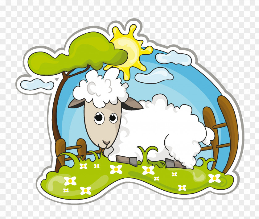Cartoon Sheep Goat Cattle Farm PNG