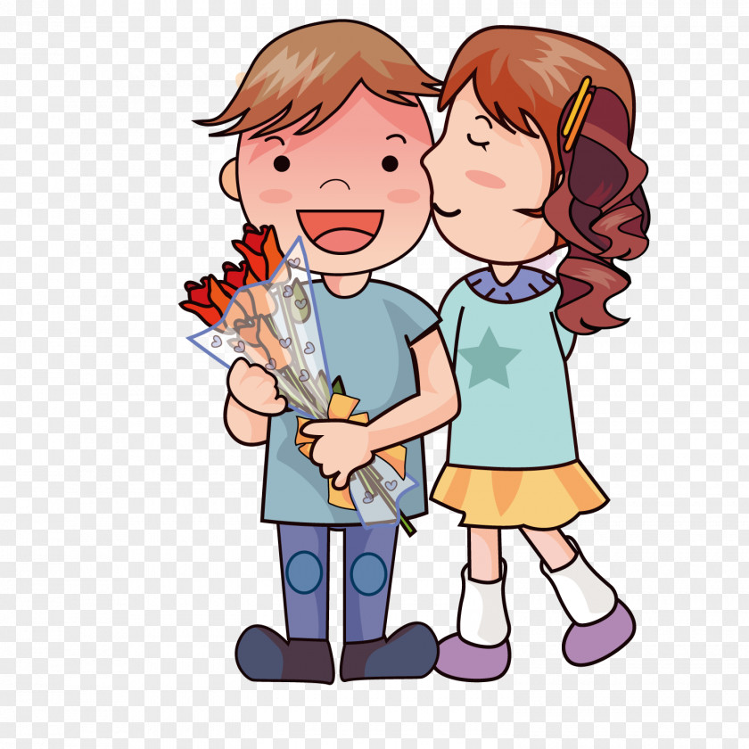 Cute Couple Cartoon Drawing Romance PNG