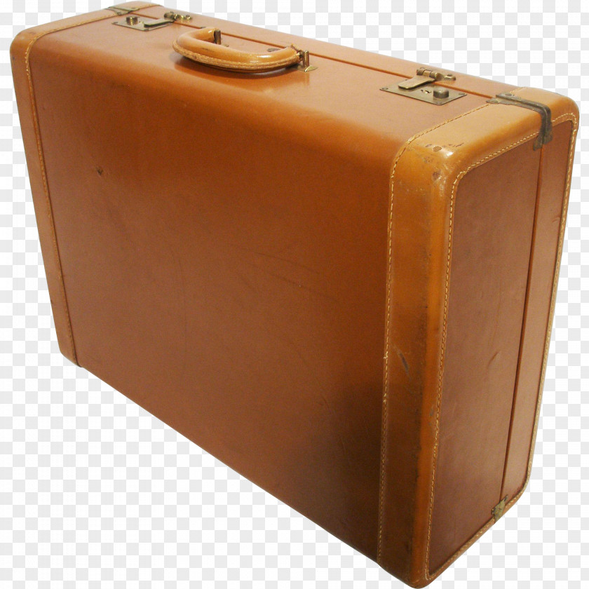 Suitcase Leather Baggage Brass PNG