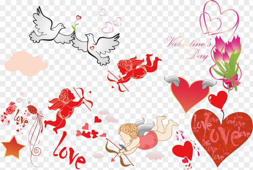 Creative Valentine's Day Cherub Cupid Heart PNG