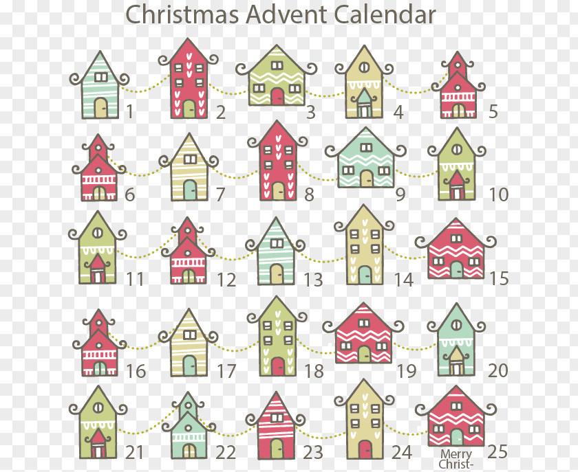Lovely House Countdown Calendar Christmas PNG
