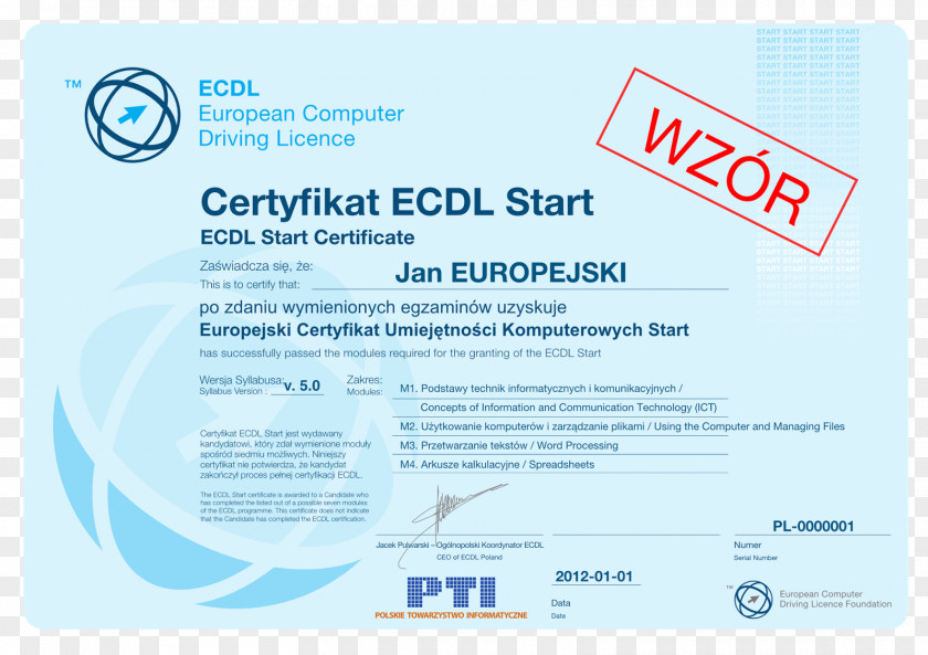 Computer European Driving Licence Akademický Certifikát Certification Information Technology PNG