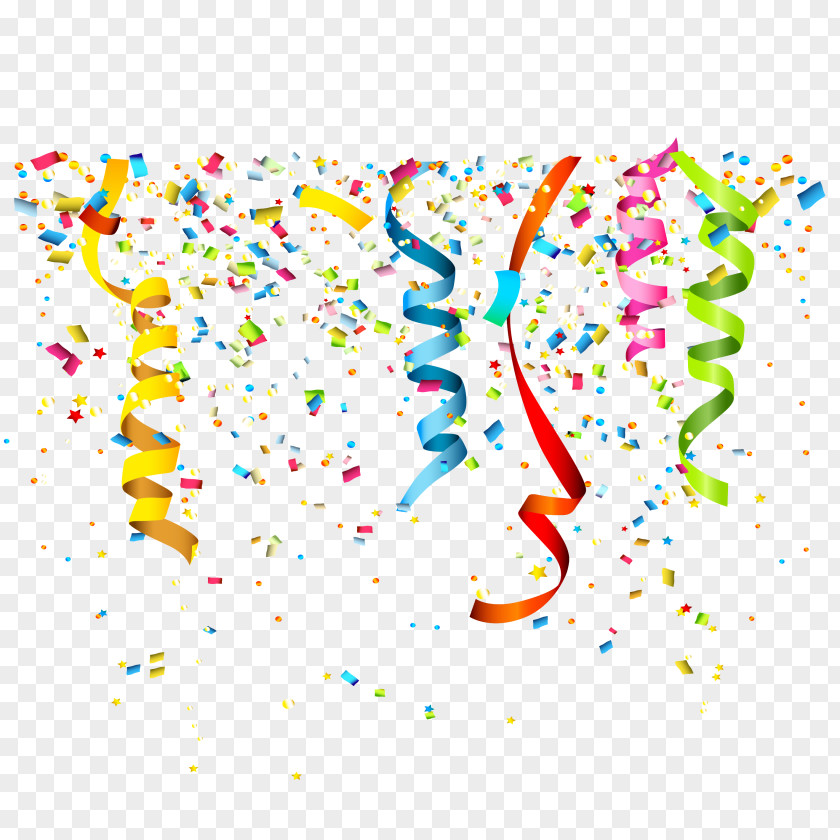 Confetti Streamers Vector Party Birthday Clip Art PNG