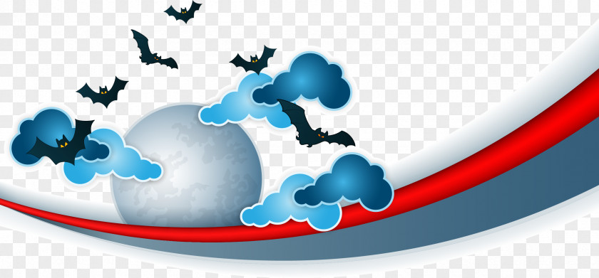 Earth Clouds Bat Vector Illustration PNG