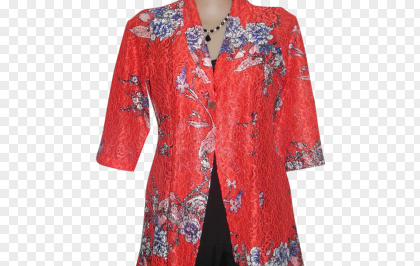 Red Lace Dress Sleeve Blouse Outerwear Kimono PNG