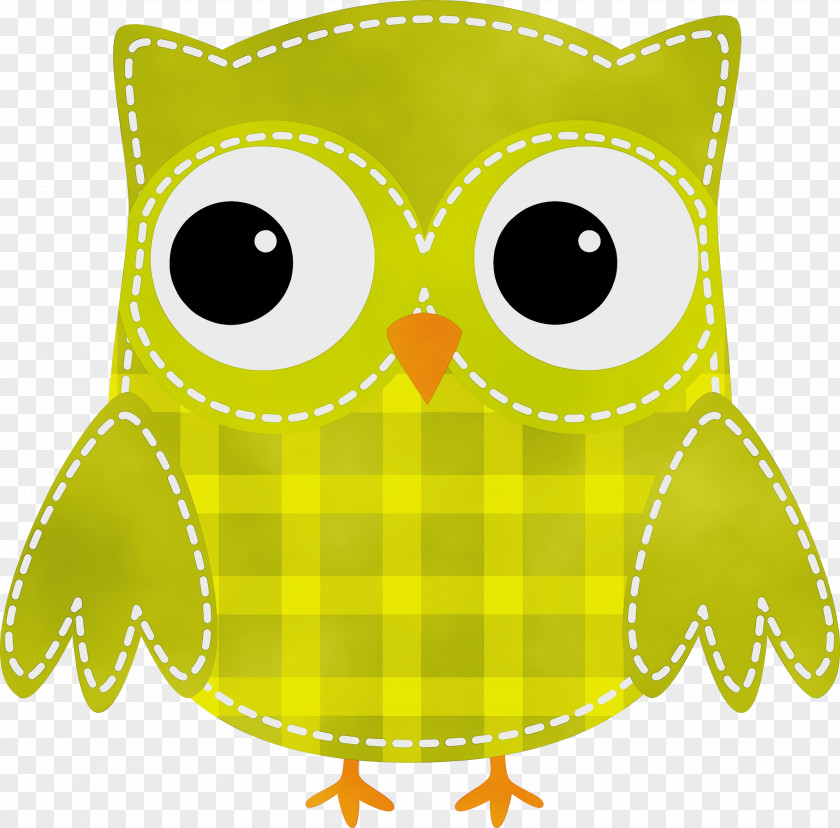 Bird Of Prey Textile Green Owl Yellow Cartoon Clip Art PNG
