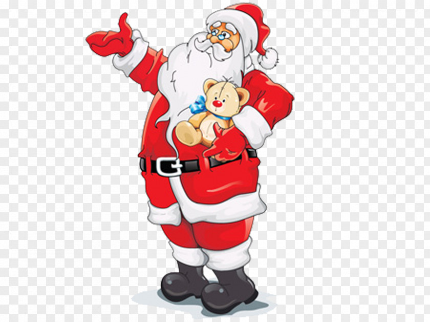 Santa Bear Hug Claus Christmas PNG