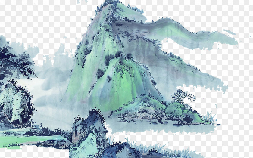 Mountain China Chinese Painting Landscape Ink Wash PNG
