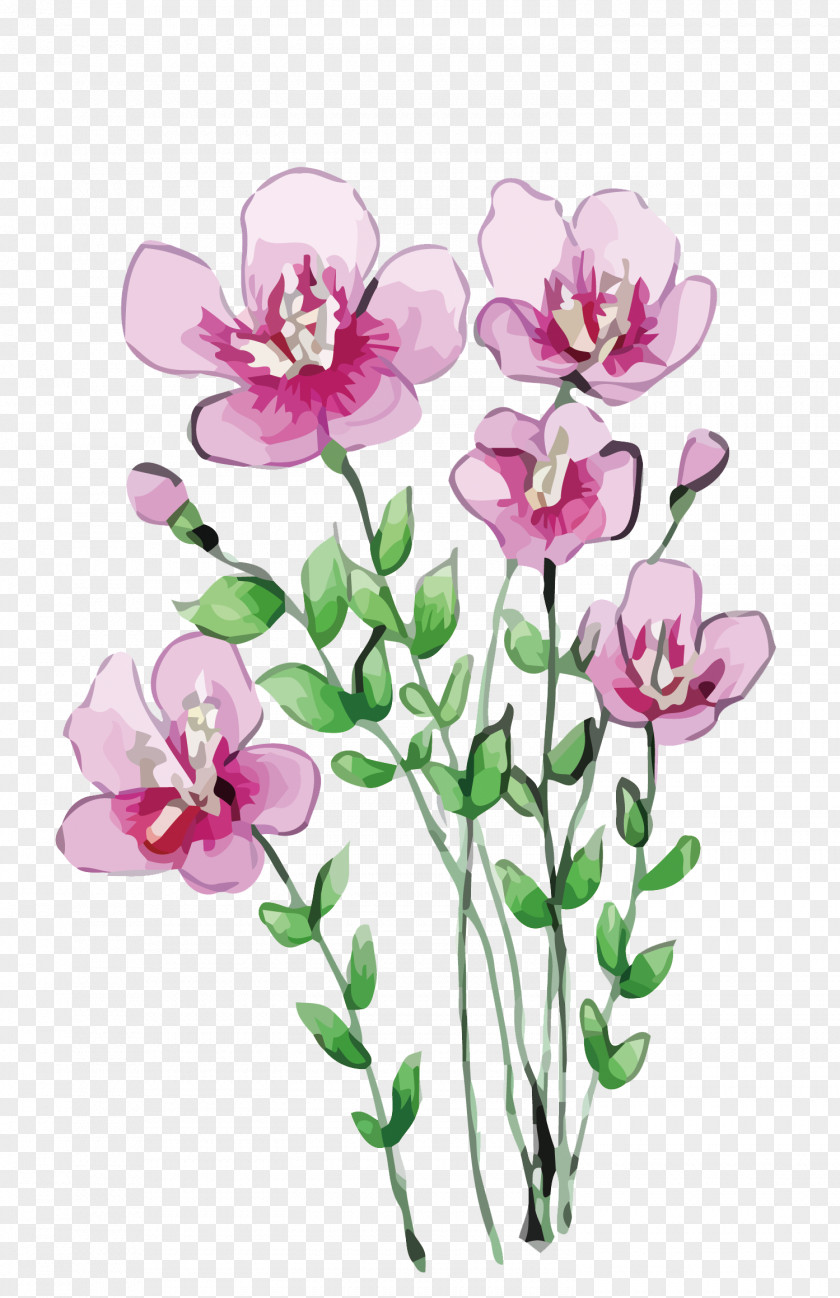 Vector Purple Flowers Cartoon Illustration PNG