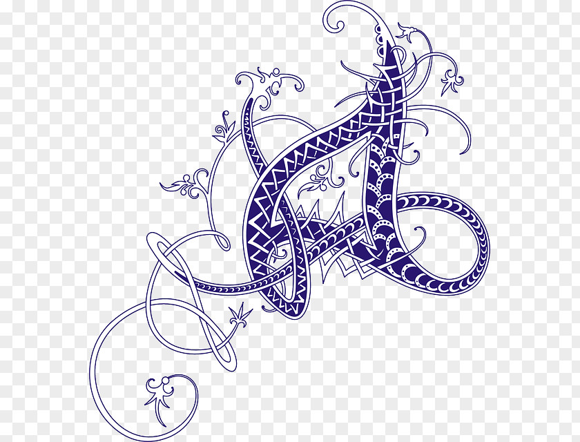 Fancy Line Letter Drawing Clip Art PNG