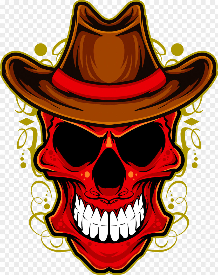 Skull Cowboy Hat T-shirt Stock Photography PNG