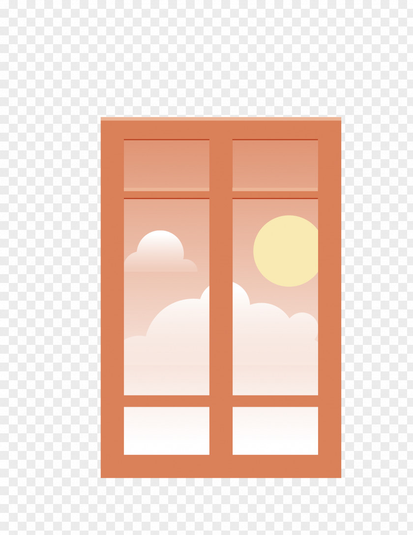 Vector Red Window Out Of The Scenery Cartoon PNG