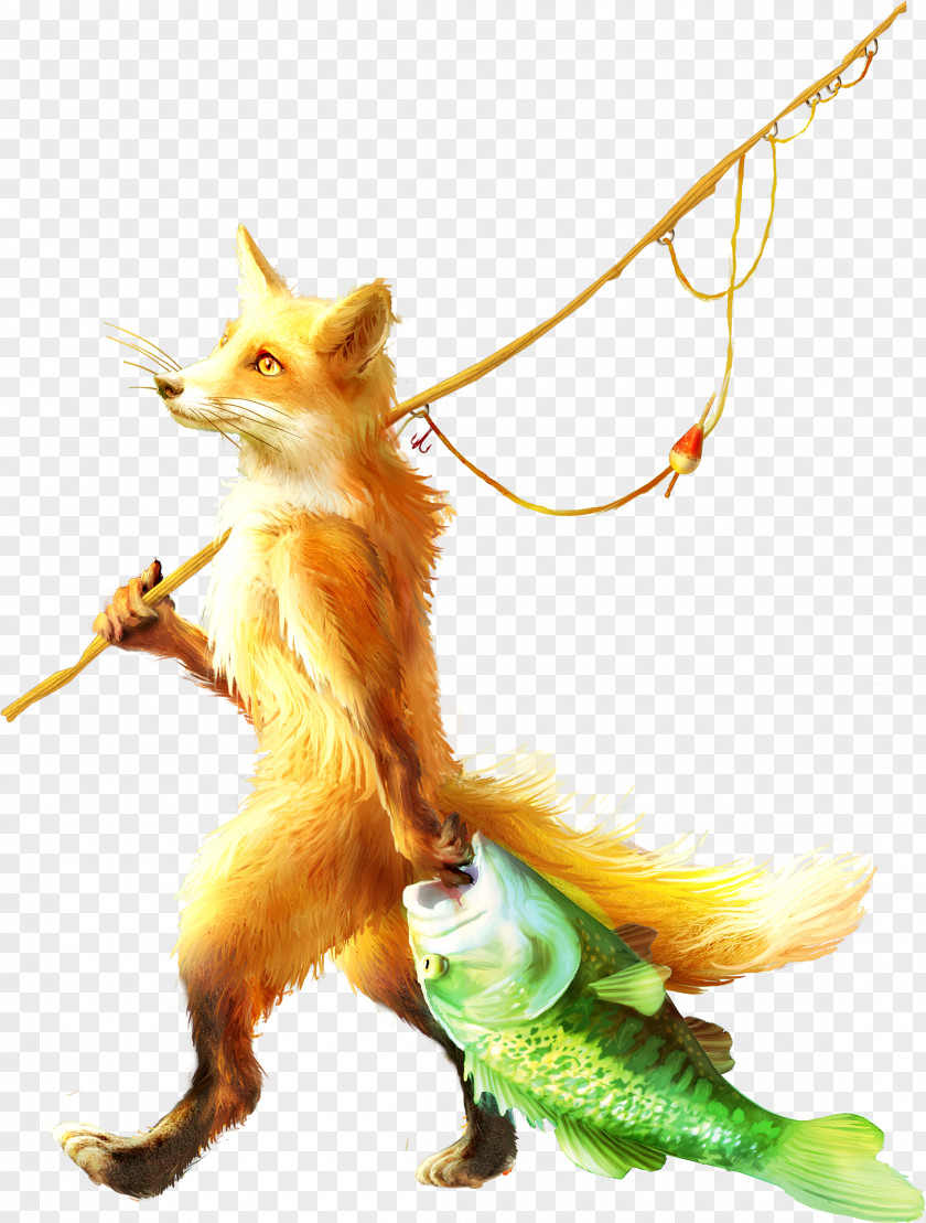 Fishing Fox Clip Art PNG