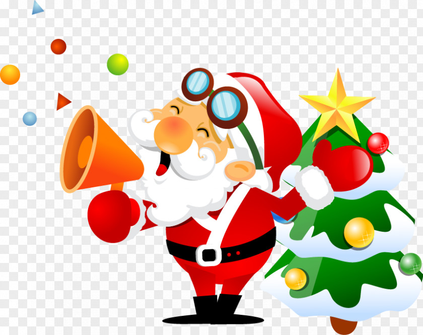 Cartoon Christmas Vector Elements Santa Claus Reindeer Wallpaper PNG