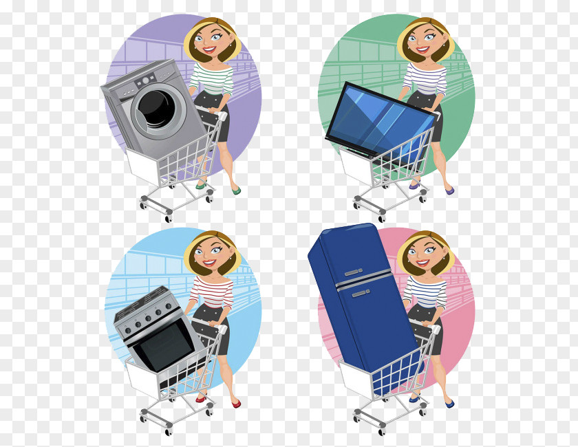 Shopping Women Vector Material Euclidean Home Appliance Illustration PNG