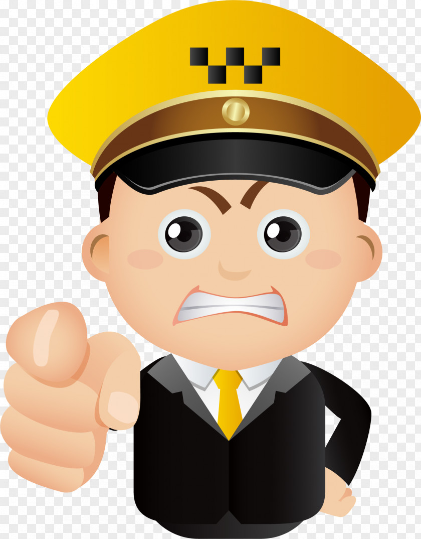 Irate Police Taxi Cartoon Driver Illustration PNG