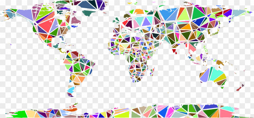 Color Low Polygon Globe World Map Clip Art PNG